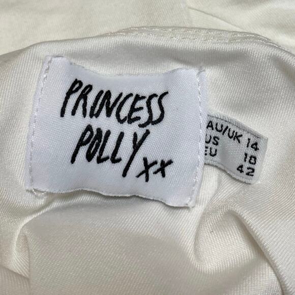 Princess Polly White Long Sleeve One Shoulder Drape Ruched Blouse Top Size 10 - Picture 3 of 4